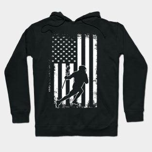 Lacrosse Player USA American Flag Hoodie